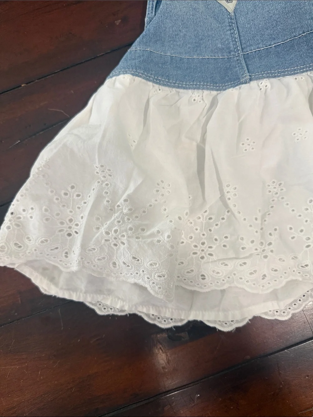 OshKosh B'gosh Light Blue Denim Top with White Eyelet Skirt